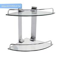 Полка стеклянная угловая, 2-х этажная, 22 см